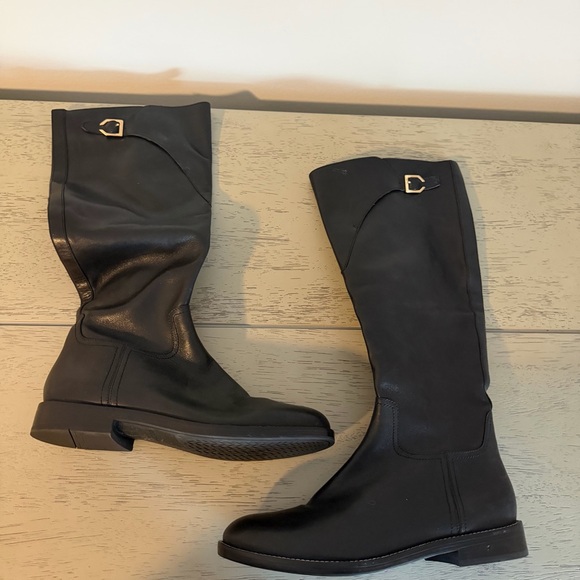 NWOT Cole Haan 9.5 Black Harrington Knee High Riding Boot Leather - Picture 2 of 7